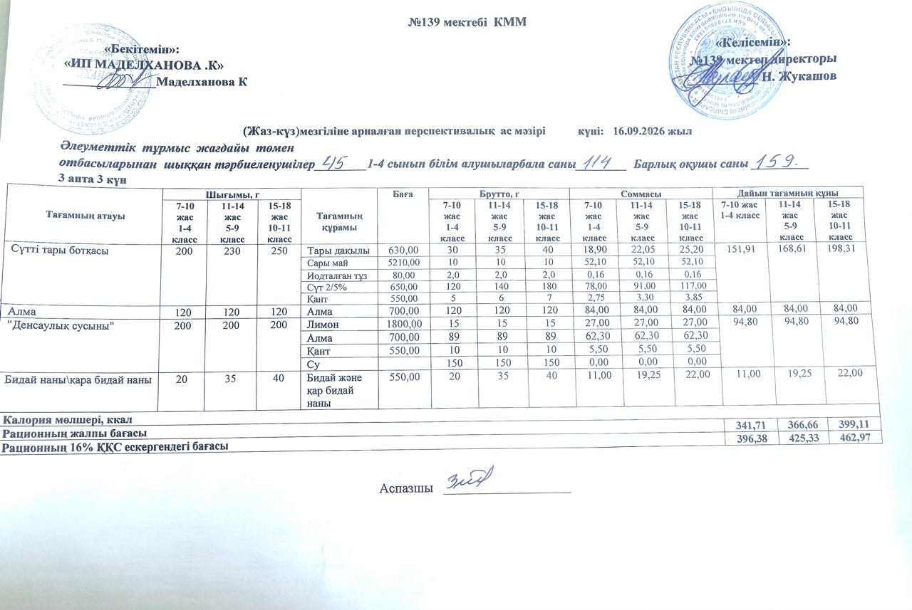 Ас мәзірі 16.09.2026ж